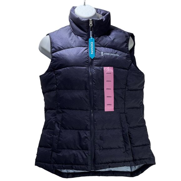 Free Country Womens Down Vest S Lightweight Warm Cozy Navy Blue With Tags - Picture 1 of 6